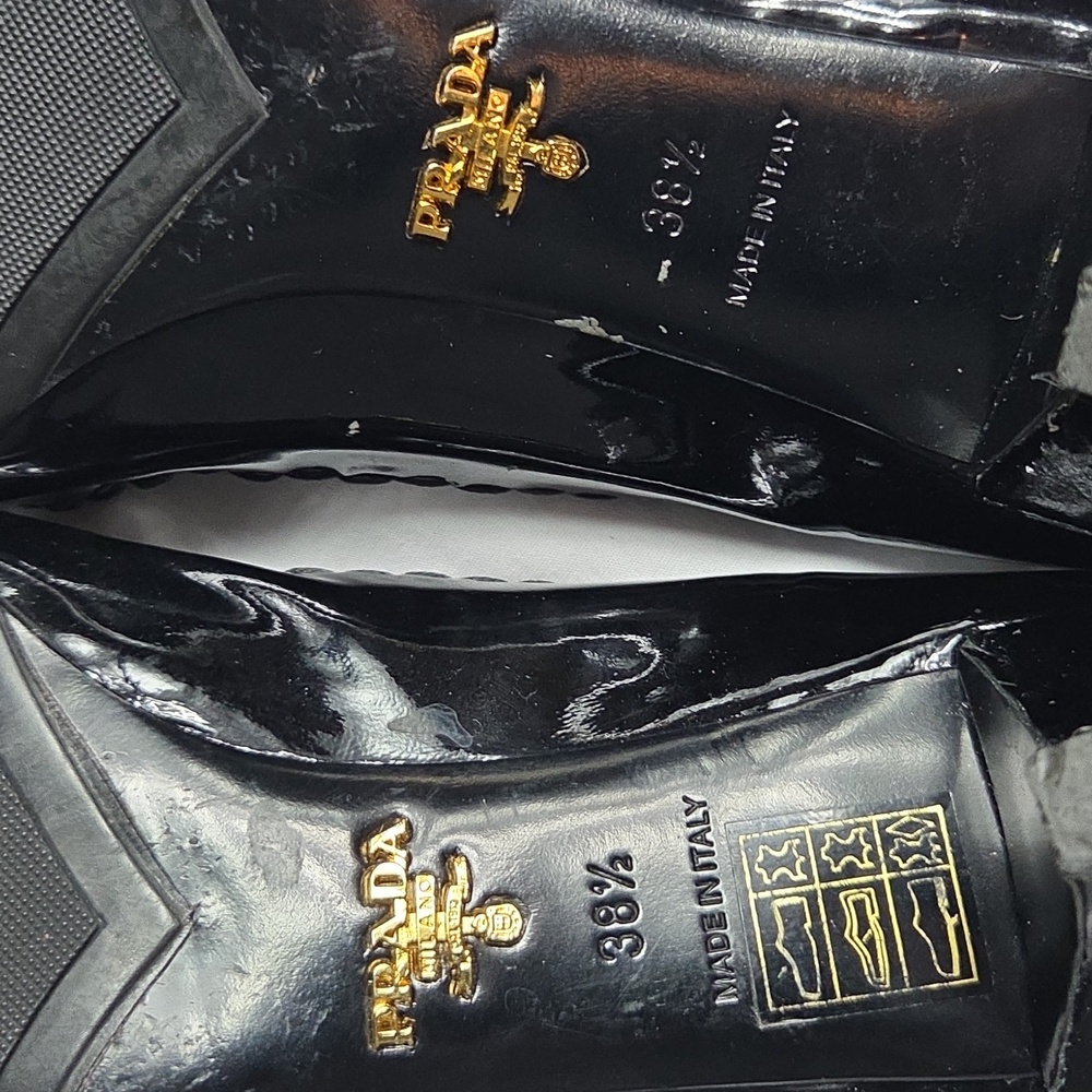 PRADA Black Patent Leather Kitten Heels with Bow 38 1/2 - Picture 6 of 12